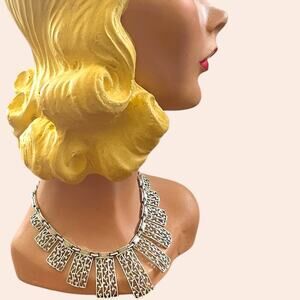 Sarah Coventry Panel Necklace Silver Tone “Lady of Spain” Statement Vintage Bib